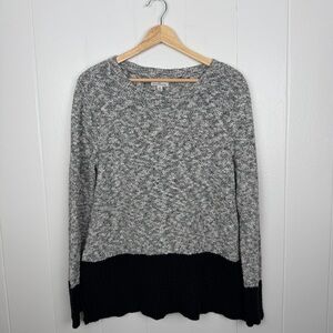 L.L. Bean Signature Marled Knit Colorblock Sweater Medium Cotton Linen